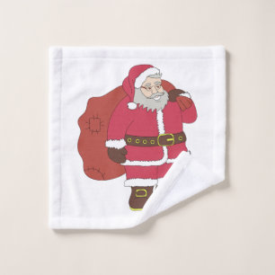 Santa Claus en rouge avec sac cadeau et lunettes