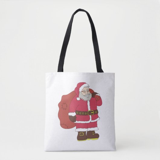 Santa Claus en rouge avec sac cadeau et lunettes (Devant)