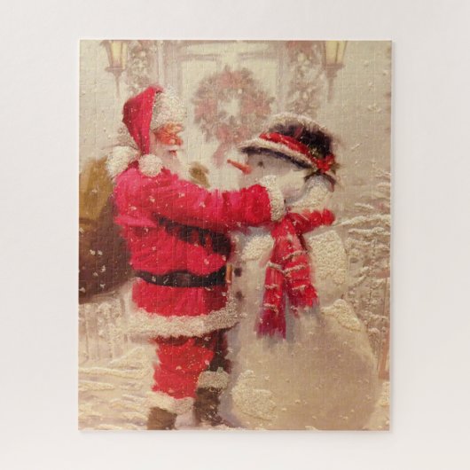 Santa Claus en Snowman Legpuzzel (Verticaal)