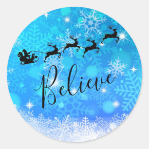 Santa Claus en zijn vliegende rendiertje - Geloof Ronde Sticker
