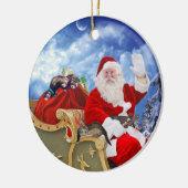 Santa Claus en Zijne kerstmis Keramisch Ornament (Links)