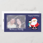 Santa Claus Et Pingouin En carte photo D'Hiver (Devant / Derrière)