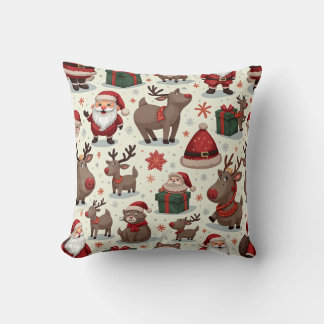 Santa Claus et Rudolph Coussin Cushion