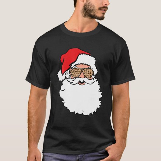 Santa Claus Face Leopard Print Sunbril T-shirt (Voorkant)