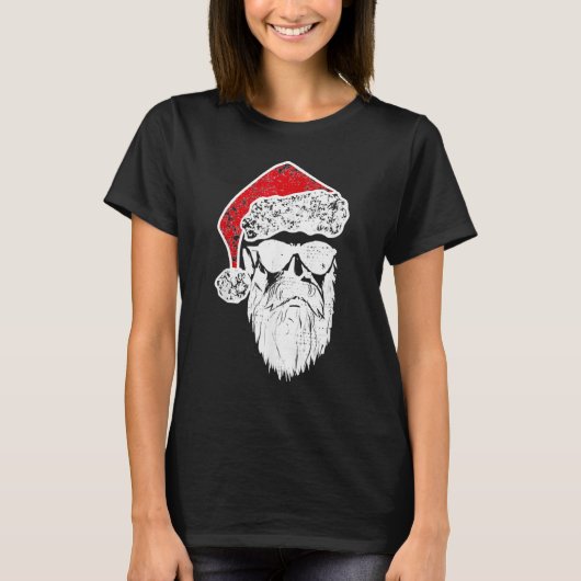 Santa Claus Face Sunbril met Pet Beard Christm T-shirt (Voorkant)