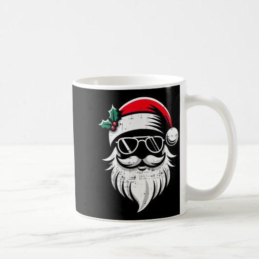 Santa Claus Face Sungles With Hat Beard Christmas Koffiemok (Rechts)