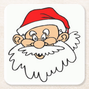 SANTA CLAUS FACE VIERKANTE KARTONNEN ONDERZETTER