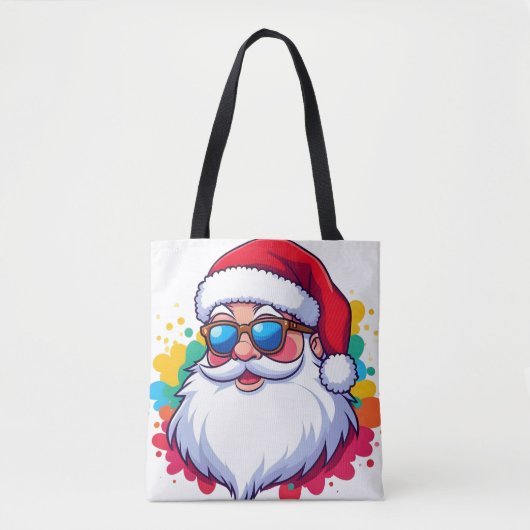 Santa Claus Face With Paint Splatter Christmas Draagtas (Voorkant)