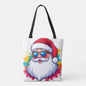 Santa Claus Face With Paint Splatter Christmas Draagtas (Achterkant)