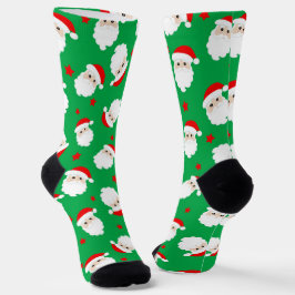 Santa Claus Faces Christmas Gift Printed Sokken