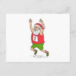 Santa Claus Father Christmas Running Marathon Cart Feestdagenkaart