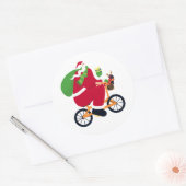 Santa Claus fiets Ronde Sticker (Envelop)