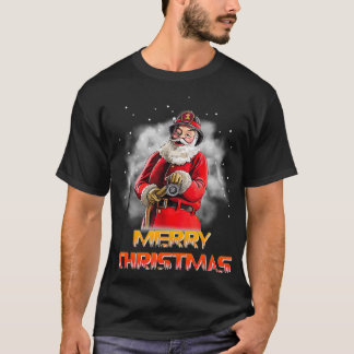 Santa Claus Fireman brandweerman kerstmis T-shirt