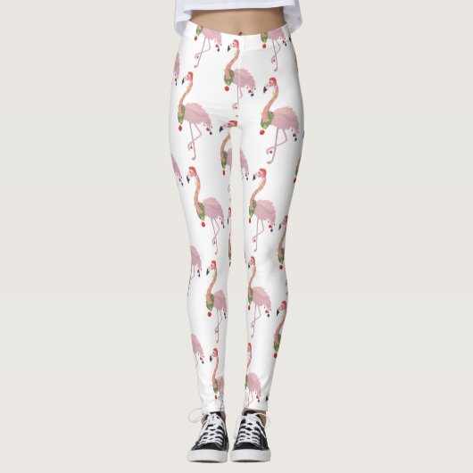 santa claus flamingo leggings (Voorkant)
