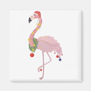 santa claus flamingo magneet