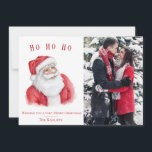 Santa Claus Flat Holiday Carte photo<br><div class="desc">Portrait du Père Noël peint avec support motif à points rouges et blancs,  carte photo de vacances "Ho Ho Ho".</div>