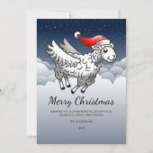 Santa Claus Flying Christmas Sheep Feestdagenkaart (Voorkant)
