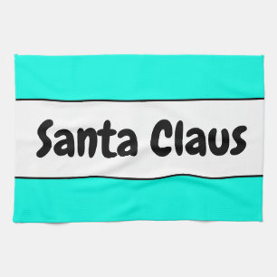 SANTA CLAUS Fun Feestelijke Bright Mint White Stri Theedoek