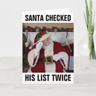 SANTA CLAUS FUNNY CHRISTMAS KAARTEN, NAUWHTY LIST KAART