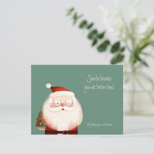Santa Claus Funny Quote dat je slecht Briefkaart b (Staand voorkant)