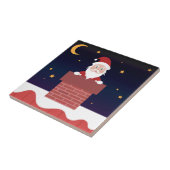 Santa Claus gaat de schoorsteen in op de kerstavon Tegeltje (Zijkant)
