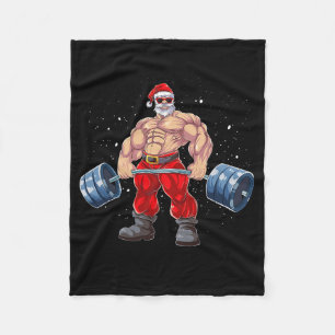 Santa Claus Gewichtheffen Fitness Kerstmis Bodybu Fleece Deken