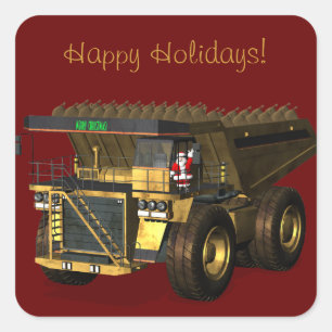 Santa Claus Giant Dump Truck Driver Vierkante Sticker