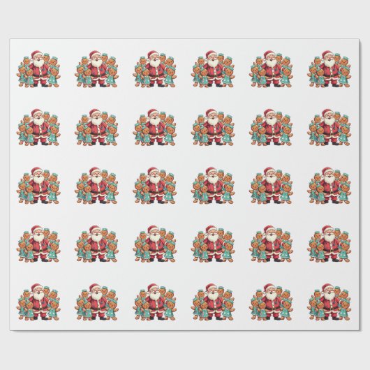 Santa Claus Gingerbread Nursing Squad Cadeaupapier (Vlak)