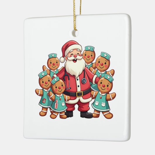 Santa Claus Gingerbread Nursing Squad Keramisch Ornament (Links)