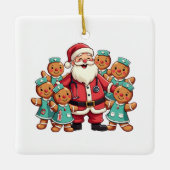 Santa Claus Gingerbread Nursing Squad Keramisch Ornament (Voorkant)