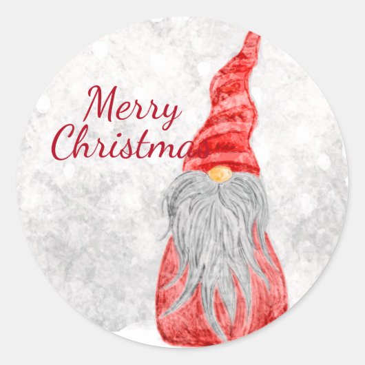 Santa Claus Gnome op Snowy Field Ronde Sticker (Voorkant)