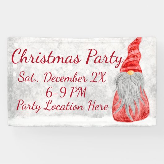 Santa Claus Gnome op Snowy Field  Spandoek (Horizontaal)