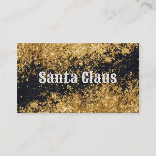 Santa Claus Gold Black Glitter Visitekaartje (Voorkant)