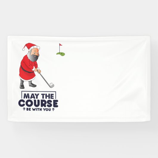 Santa Claus Golfer in de kerst van mei de cursus Spandoek (Horizontaal)