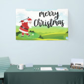 Santa Claus golft op kerstfeestdag Spandoek (Beurs)