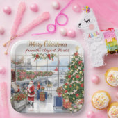 Santa Claus greeting from airport Papieren Bordje (Feest)