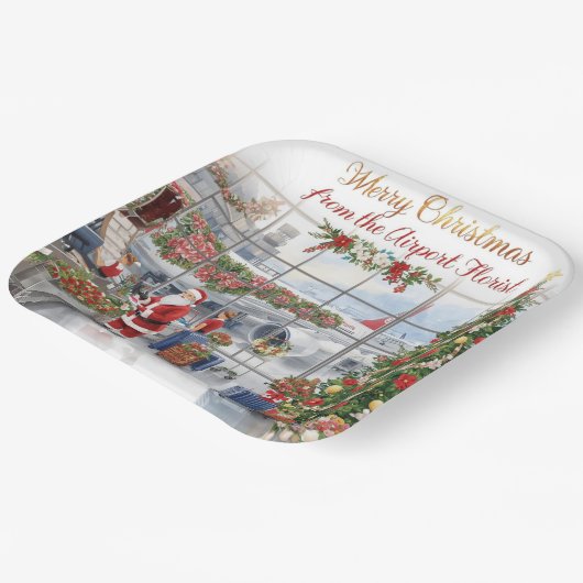 Santa Claus greeting from airport Papieren Bordje (Gebogen)