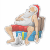 Santa Claus has fallen asleep on Christmas Eve Sticker (Voorkant)
