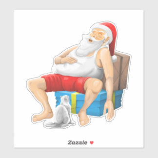 Santa Claus has fallen asleep on Christmas Eve Sticker