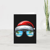 Santa Claus Hat Sungles Beach Christmas In July Kaart (Voorkant)