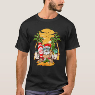 Santa Claus Hawaiian Sunbries Vacation Beach Vin T-shirt