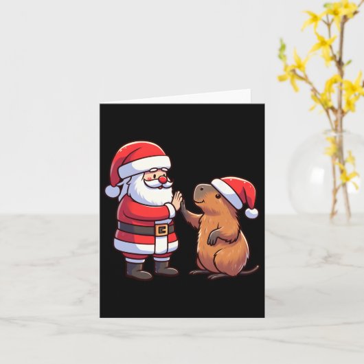 Santa Claus High-fiving Capybara Christmas Peuter Kaart (Gele Bloem)