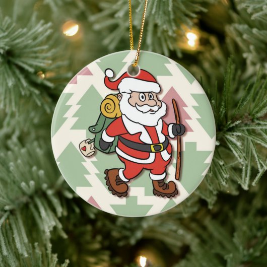 Santa Claus hiker Keramisch Ornament (Boom)
