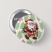 Santa Claus hiker Ronde Button 5,7 Cm (Voorkant /achterkant)