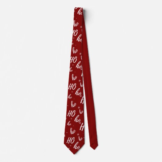 Santa Claus Ho Ho Ho Kerstmis Snowflake Dark Red Stropdas (Voorkant)