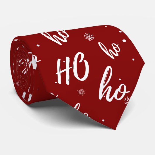 Santa Claus Ho Ho Ho Kerstmis Snowflake Dark Red Stropdas (Opgerold)