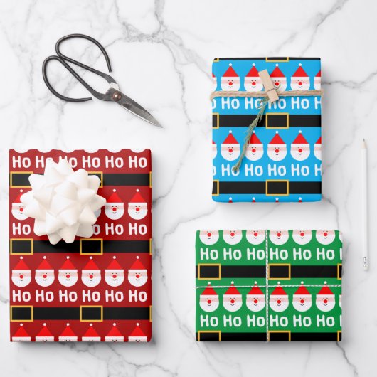 Santa Claus Ho Ho Ho Pattern Inpakpapier Vel (Voorkant)