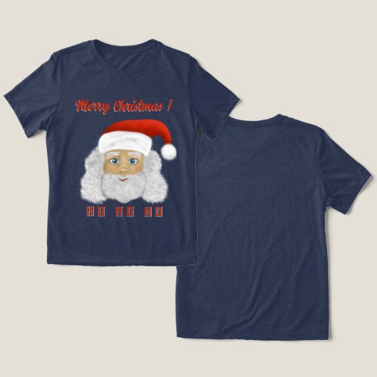 Santa Claus HO HO HO Vrolijk kerstfeest Tri-Blend Shirt (Ontwerp Voorkant & Achterkant)