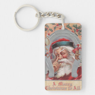 Santa Claus Hoefijzer Gekapt Sleutelhanger