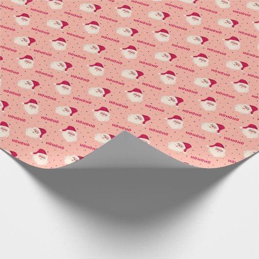 Santa Claus HOHOHO op Roze Cadeaupapier (Hoek)